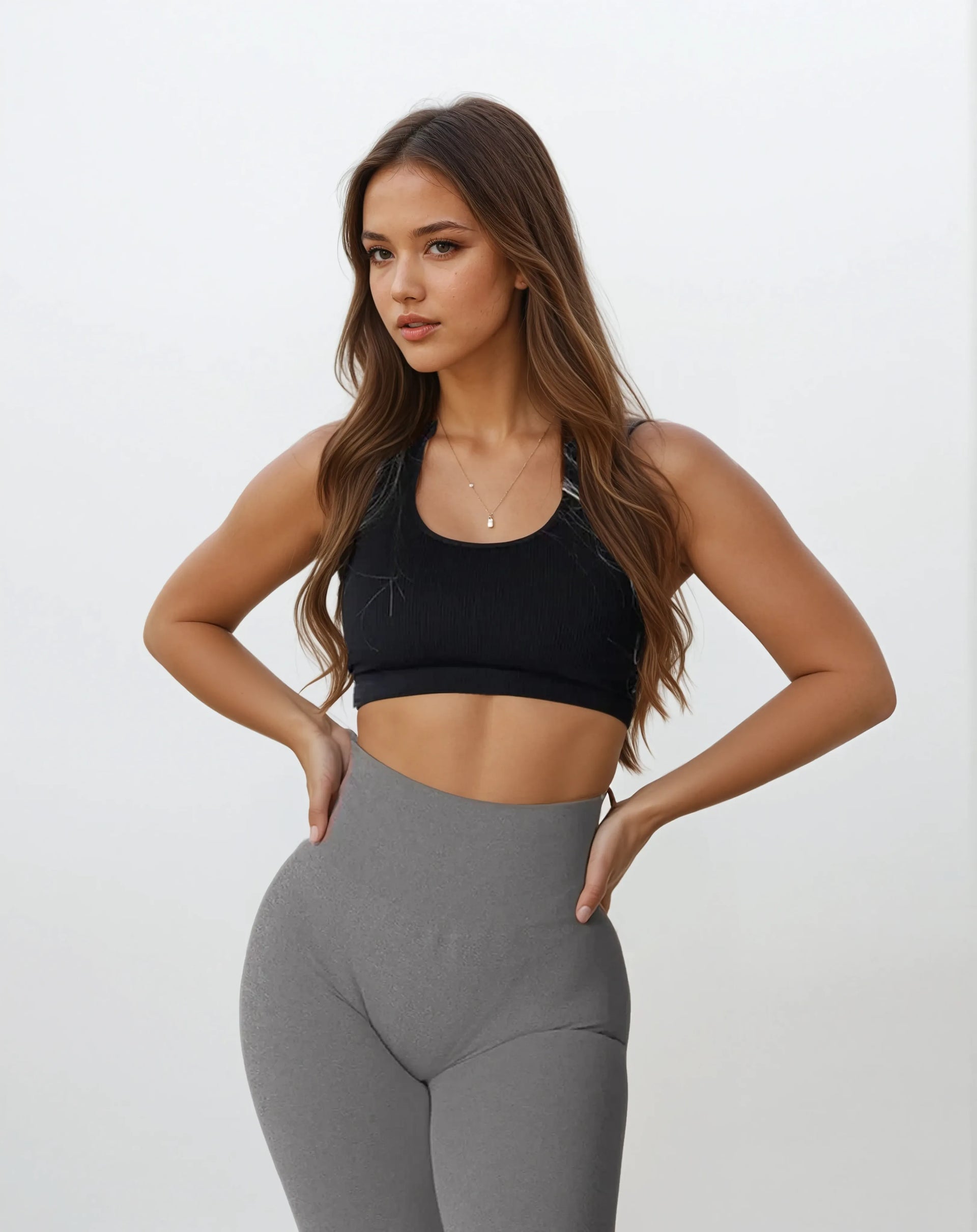 Black Limitless Ribbed Seamless Halter Bra